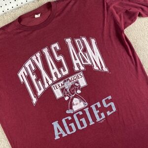 Vintage 90s Texas A&M Aggies Graphic T Shirt Maroon One Size Fits All 3XL - 4XL